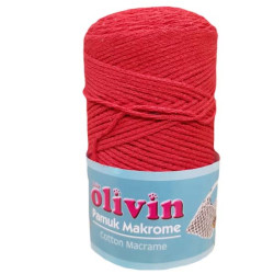 Olivin Macrame 100% pamut kötőfonal piros színben