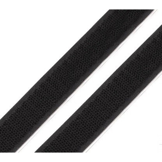 Fekete öntapadós tépőzár 20mm