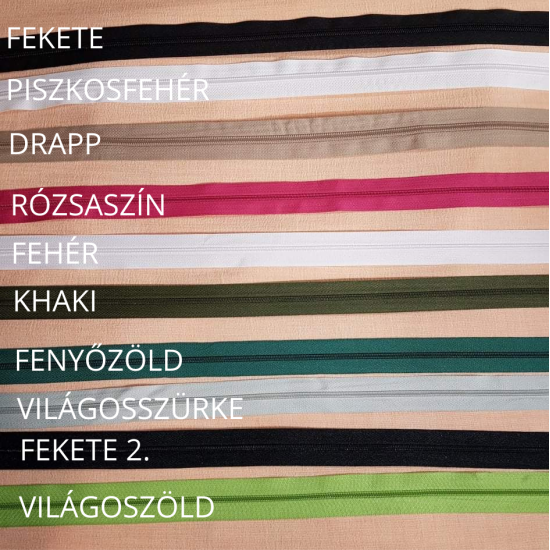 Végtelenített spirál cipzár több színben - 240 Ft/m