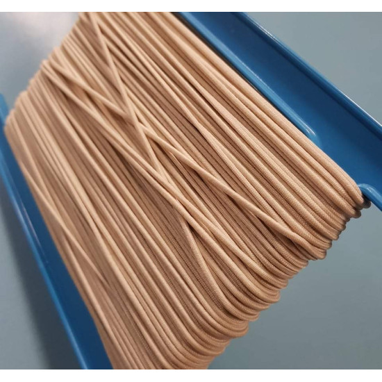 Világos beige színű gumizsinór 2mm átmérő, folyóméterben!