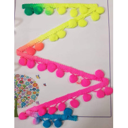 Neon színű bogyós díszítő szalag  Folyóméterben!