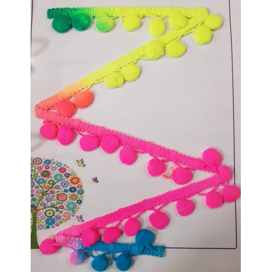 Neon színű bogyós díszítő szalag  Folyóméterben!