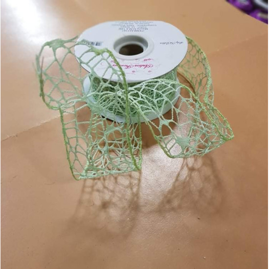  Világoszöld drótos dekor szalag - 50mm széles, folyóméterben!