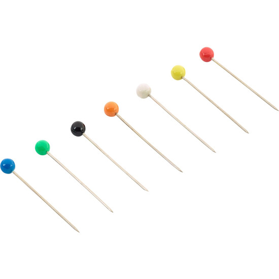 Színes üvegfejű acél gombostű 38x06mm